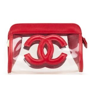 Vinyl CC Logo Cosmetic Pouch Red
